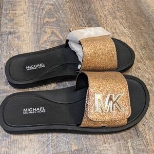 Michael Kors Black Sandals with Rose Gold Strap